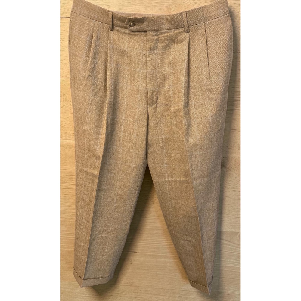 Jos. A. Bank Pleated Front Cuffed Glen Plaid Men's 35 REG Wool Pants - Picture 1 of 8